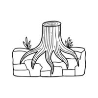 Tree stump Roots gripping onto rocks on the side of a cliff vector
