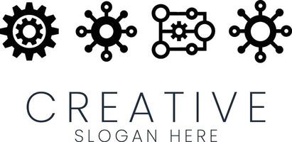 Abstract Black Gear Network Connection Icons Design idea lines white modern symbol vector