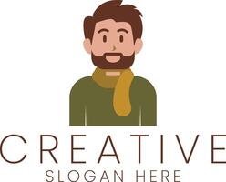 Stylish Bearded Man Creative Design Template Modern Avatar Profile Picture for Business vector