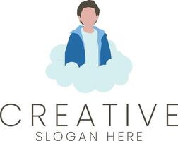 Creative Boy in Cloud Blue Jacket Design Illustration art icon cute flat style image child vector