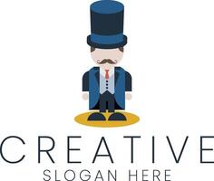 Elegant Gentleman Design Creative Business Branding Illustration Hat Icon Flat Image vector
