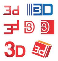 3d symbol set isolated on white background vector