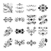 Black Floral Ornaments Pattern Isolated on White Background Decorative Elements Design vector