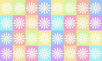 a pattern composed of white daisies flower with tartan pastel background , design for fabric or various pattern printing works. vector