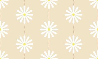 a pattern composed of white daisies flower with line on yellow pastel background , design for fabric or various pattern printing works. vector