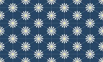 a pattern composed of white daisies flower with tartan on dark blue background , design for fabric or various pattern printing works. vector