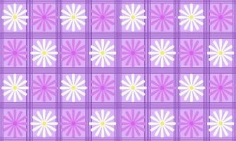 a pattern composed of white and purple daisies flower with tartan purple pastel background , design for fabric or various pattern printing works. vector