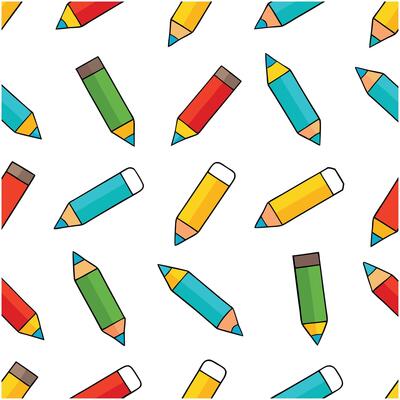 Colorful multi color Cartoon Pencils Seamless Pattern