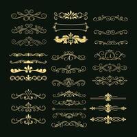 Elegant Golden Calligraphic Design Elements collection. vector