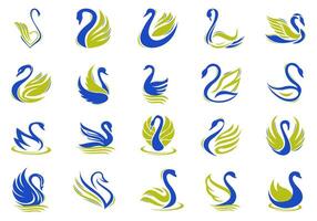 Swan Logo Icon Element Set vector