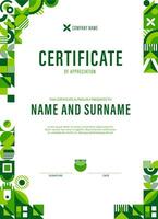 Ecology certificate template with green pattern vector