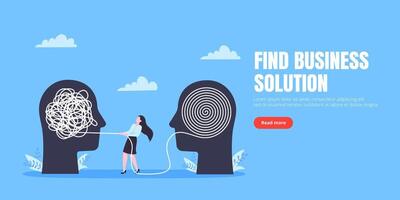 Unravel business chaos core process with tangle difficult problem mess business concept illustration. vector