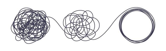 Chaos and order business cord concept flat style design illustration isolated on white background. vector