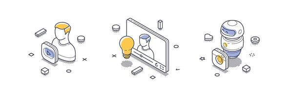 Creative isometric icons for content creation and digital design vector