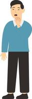 Male in Sick Character. Man Suffering on White Background vector