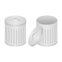 Clean Metal Trash Bin. Trash Bin Icon on White Background. Garbage Sorting Bin. vector