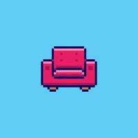 Pixel art red a sofa game asset design vector