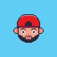 Pixel art Bearded Man game asset design vector