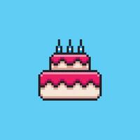 Pixel art Cake game asset design vector
