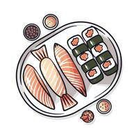 Elegant and Playful Sushi Platter Art for Culinary Projects vector