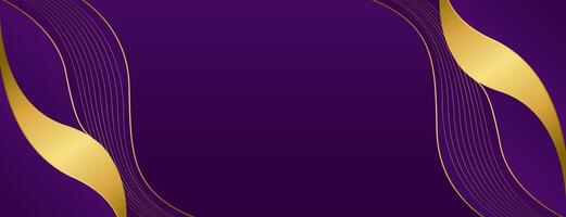 Elegant purple and gold abstract luxury banner background. Modern wave design. Suitable for web banners, Invitations, awards, events, templates, covers, pages, and headers vector