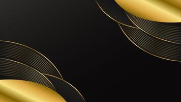 Elegant black luxury curved background with gold lines. Abstract modern design for Invitations, awards, sales, events, templates, banners, covers, websites, pages and more vector