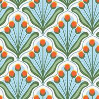Retro abstract floral organic seamless pattern. Flower shape groovy style indie texture vector
