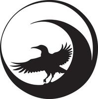 Elegant Silhouette of a Bird in Flight within an Oval Shape. vector