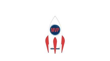 MVP startup rocket launch 2D object doodle animation. Business takeoff. Viable product blasting off with smoke animated flat element isolated on white background. Cartoon 4K drawing video