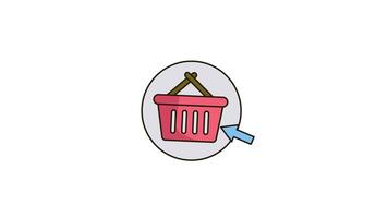 animation Red shopping cart with a blue arrow pointing to it. video