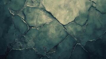 Textured concrete surface displays a pattern of cracks and uneven patches, showcasing the wear of the material. The muted colors contribute to an atmosphere of urban decay and aging. photo