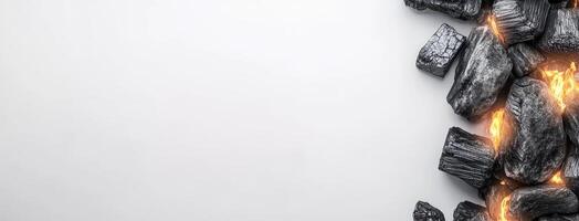 Coal burning on a white background photo