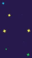 Dark vertical background animation with shining colorful stars. Loop animation. Suitable for wallpaper, presentations, comics, etc. video
