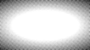 Black and white halftone dot background animation with empty space in the middle. Loop animation. Suitable for wallpaper, presentations, comics, etc. video