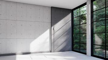 empty interior room shadow wall space background mock up architecture 3d sunlight. photo