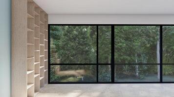 empty interior render room shadow wall space background mock up architecture sunlight. photo