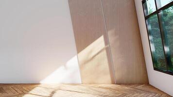 empty interior room shadow wall space background mock up architecture sunlight. empty home modern window light a floor design apartment a white house photo