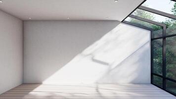 empty interior room shadow wall space background mock up architecture 3d rebdersunlight. photo