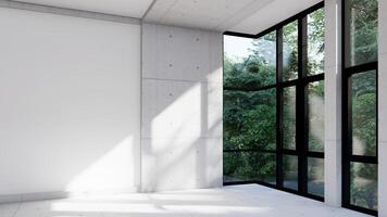 empty interior room shadow wall space background mock up render architecture sunlight. photo