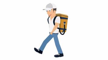 Delivery man with a bag. The courier is carrying a bag. Cartoon animation with alpha channel video