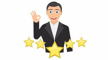 A man's rating. Star rating of popularity. Cartoon animation with alpha channel video
