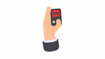 Remote control for unlocking the car. A wireless car alarm device. Cartoon animation with alpha channel video