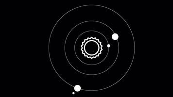 The solar system. The planet is moving in orbit, cartoon animation with alpha channel video
