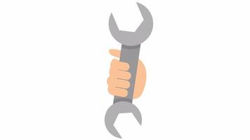 Wrench. A hand with a wrench, cartoon animation with an alpha channel video