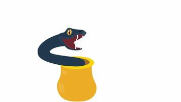 The animal is a snake in a pot. Snake cartoon animation with alpha channel video