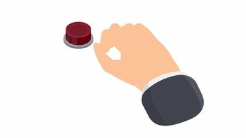 Click on the red button. Animation of the switch, alpha channel. Cartoon video