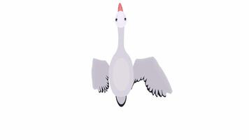 Swan. Bird in flight, cartoon animation with alpha channel video