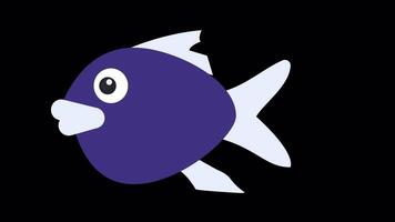 A fish on a hook. Fishing, cartoon animation with alpha channel video