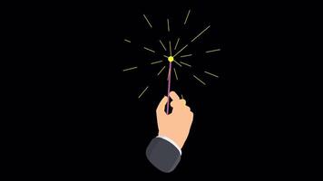 Firework. Animation sparkler, alpha channel. Cartoon video