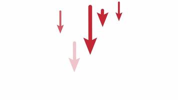 A financial indicator. Animation of the red down arrow, the alpha channel is on. Cartoon video
